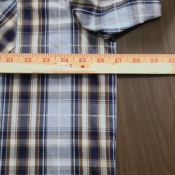 Gioberti Men's Short Sleeve Pearl Snap Shirt Blue Black Plaid XL - Picture 7 of 8